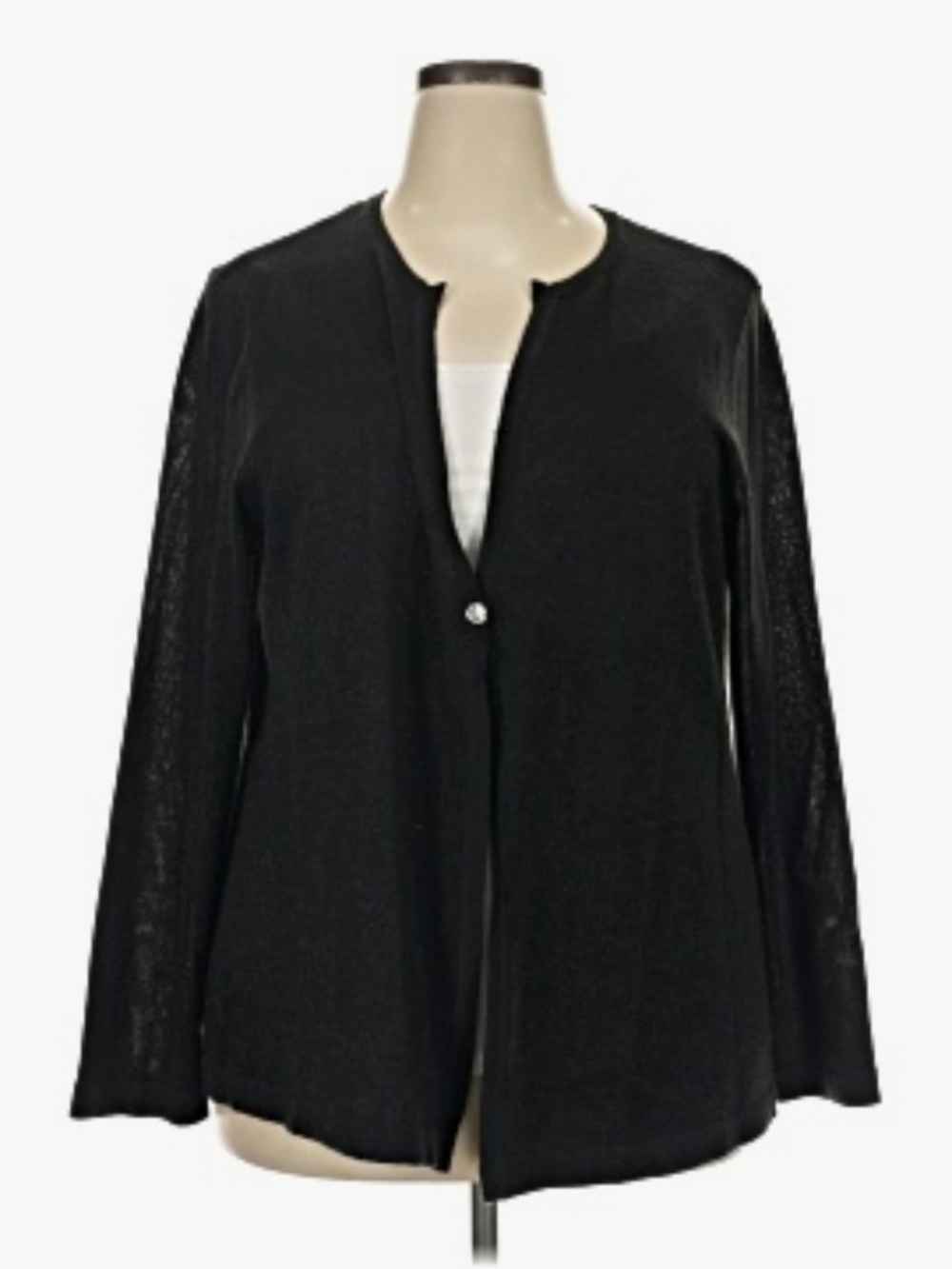 Liz & Me Black Open Front Single-Button Blazer Sweater With Tank